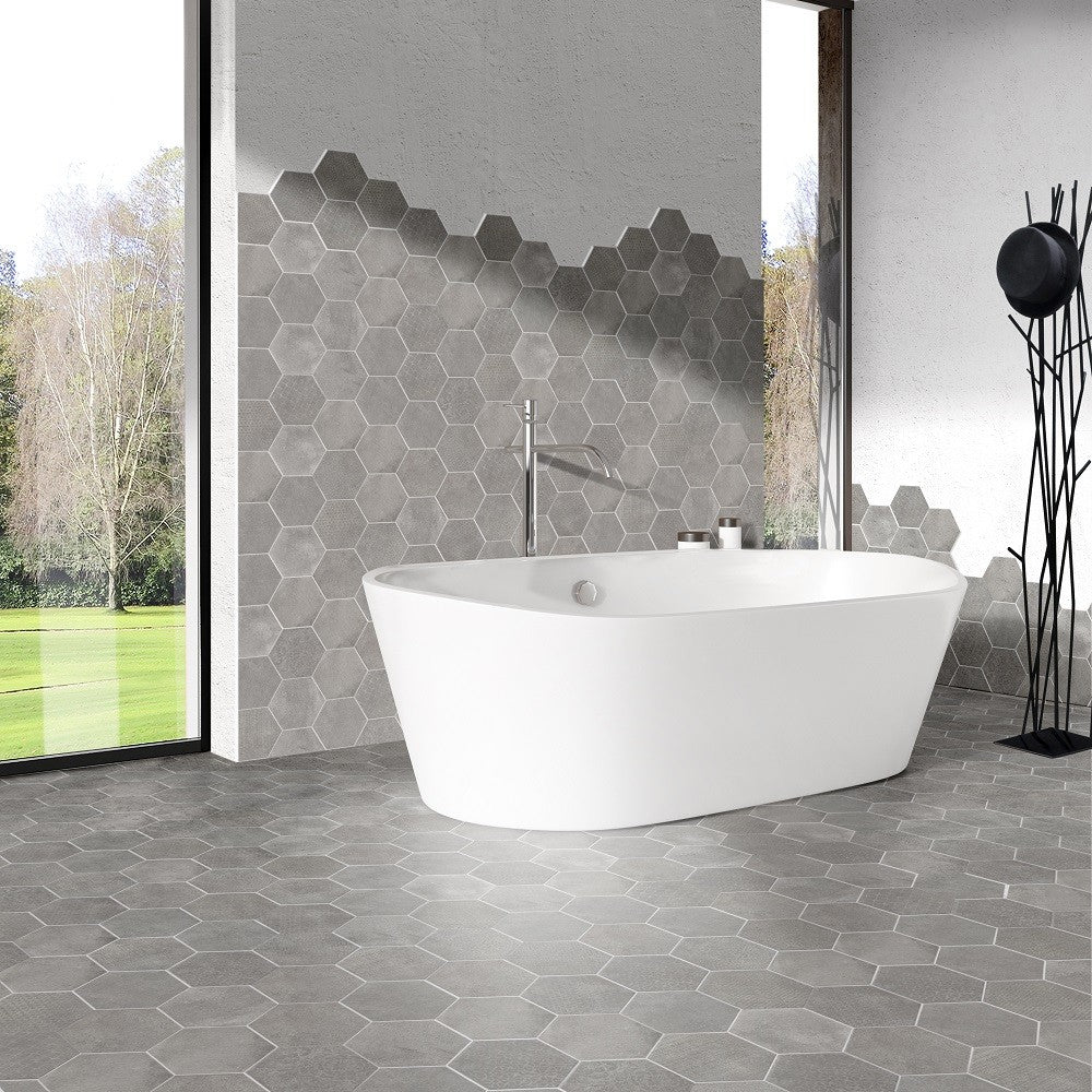 Esagone Cementi Silver - Gres Porcellanato Effetto Cemento Esagonale 15x17