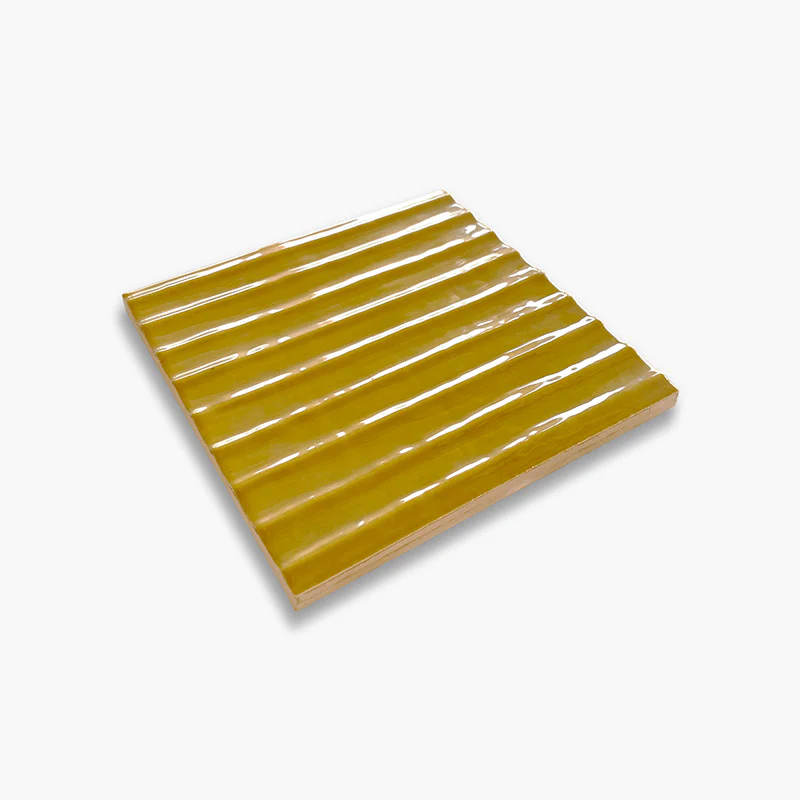Flow Mustard Wave Glossy - Rivestimento Tinta Unita Lucida Rigato - Image 3