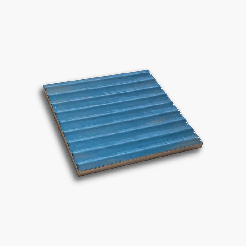 Flow Teal Wave Glossy - Rivestimento Tinta Unita Lucida Rigato - Image 3