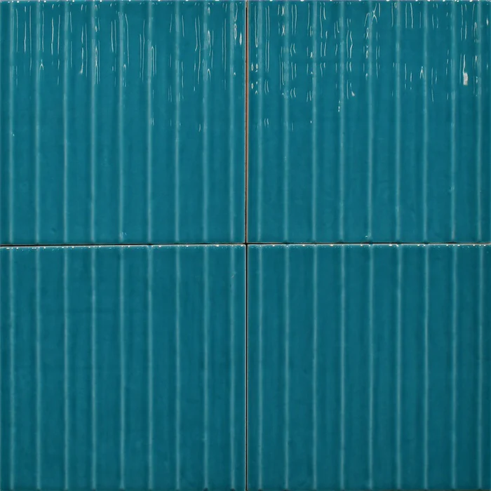 Flow Teal Wave Glossy - Rivestimento Tinta Unita Lucida Rigato - Image 4