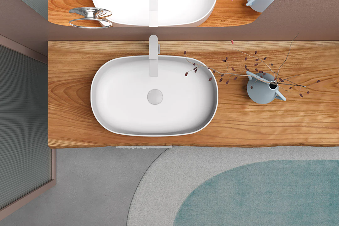 Gea 04 - Mobile da bagno sospeso con mensolone in legno massello - Image 2