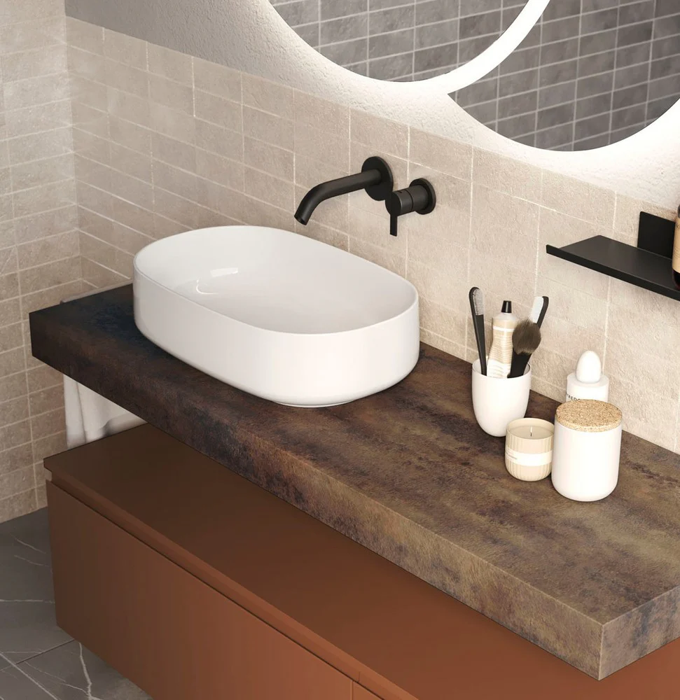 Gea 14 - Mobile da bagno sospeso con mensolone in finitura ossidata - Image 3