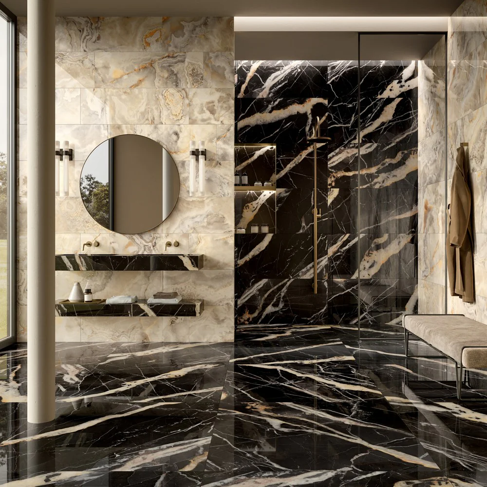 Golden Carbon Lux - Gres Porcellanato Effetto Marmo lucido 60x120