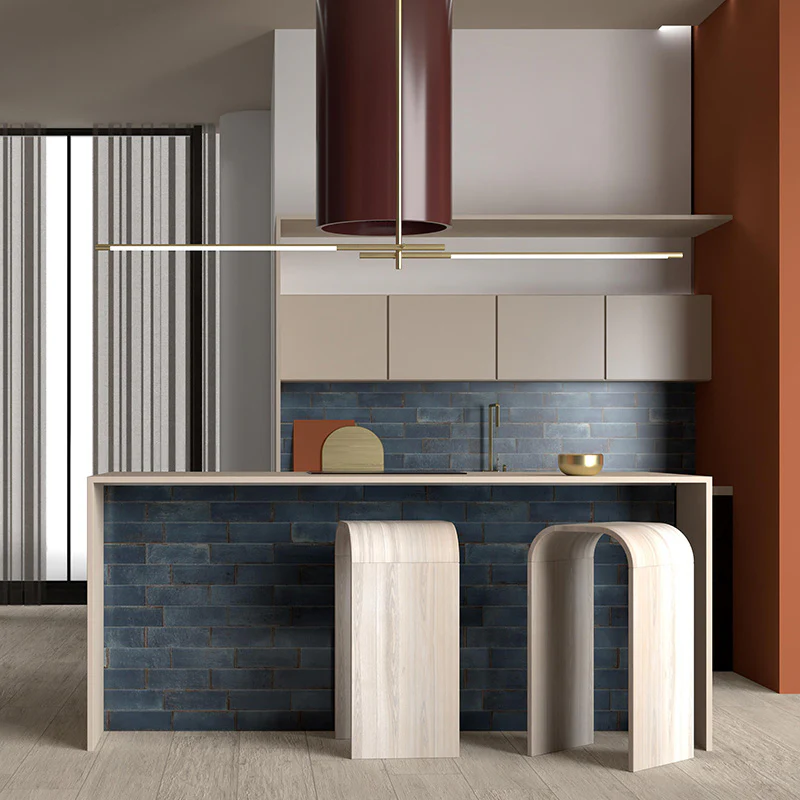 Grunge Blu - Gres Lucido in Stile Vintage Effetto Mattoncino 7x21