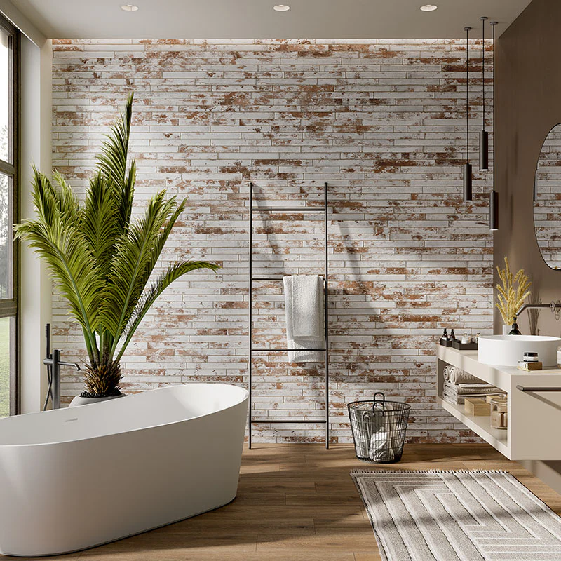 Harlem Red White - Gres Effetto Mattoncino Industrial Opaco 5x45