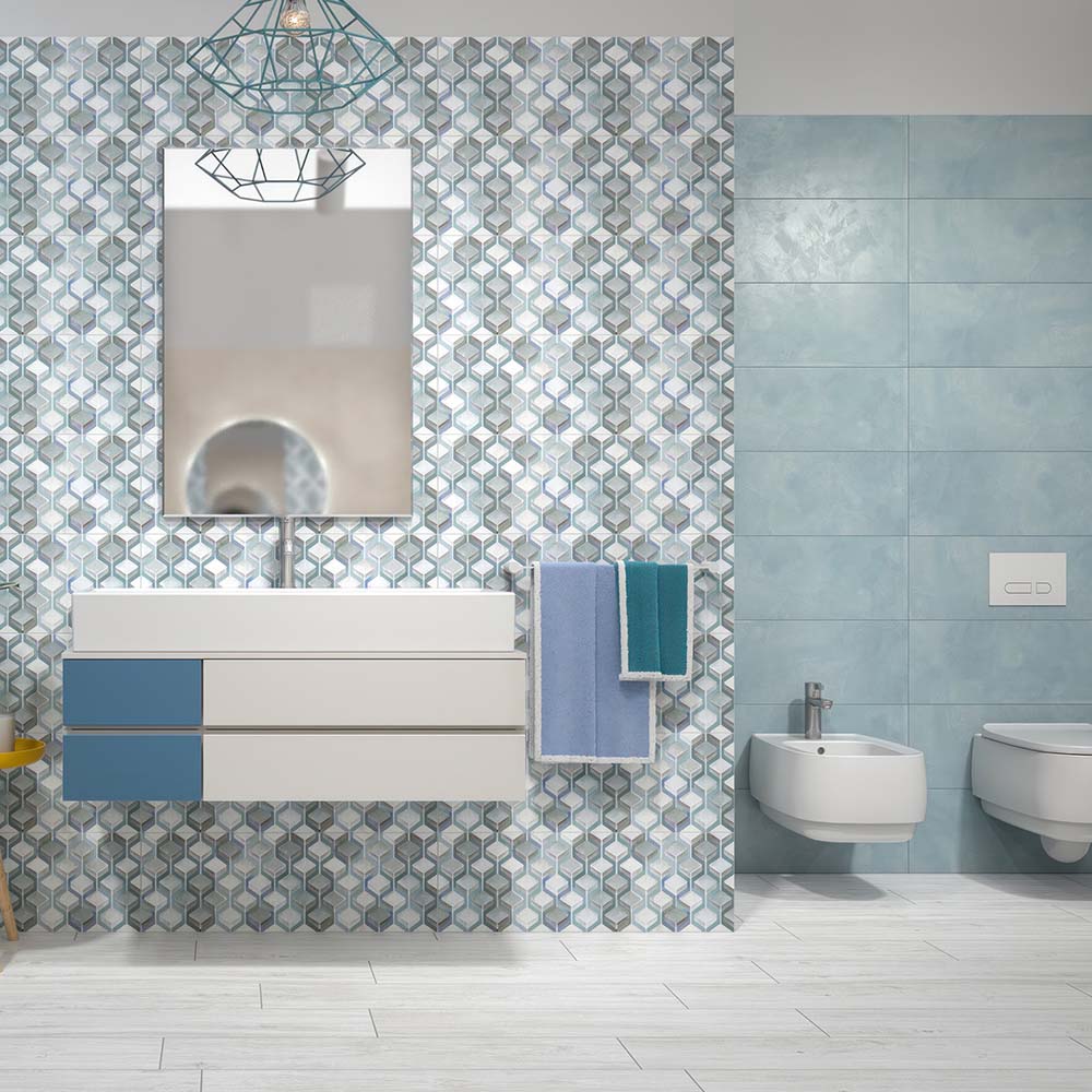 Karma Moksa Cold - Rivestimento Decorato Geometrico 25x75