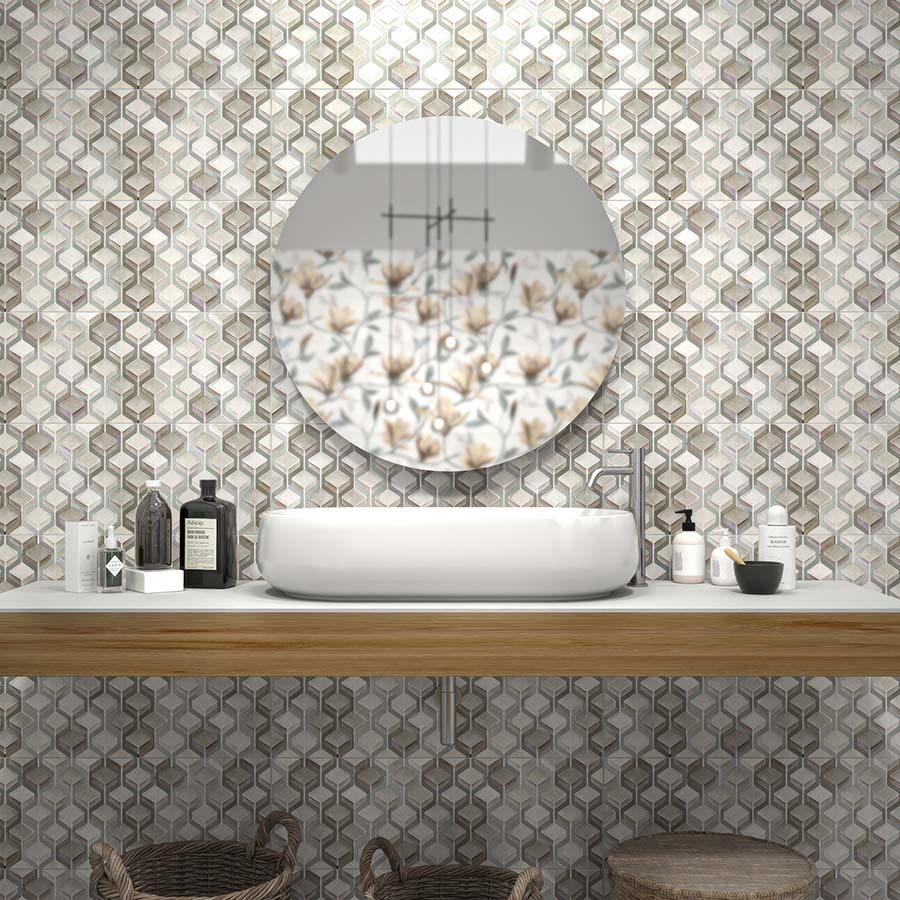 Karma Moksa Warm - Rivestimento Decorato Geometrico 25x75
