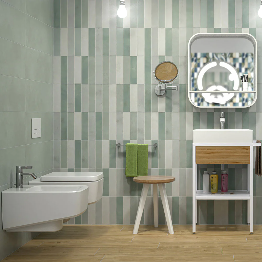 Karma Stripe Smeraldo - Rivestimento Effetto Mattoncino Opaco 25x75