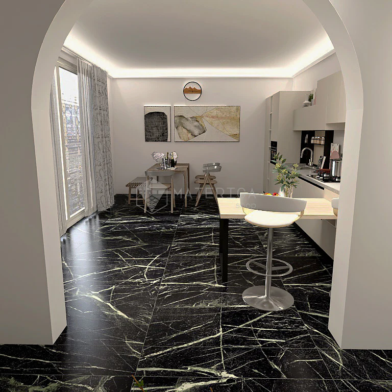 La Marmoteca Deep Green Lux - Gres Porcellanato Effetto Marmo Lucido 120x120