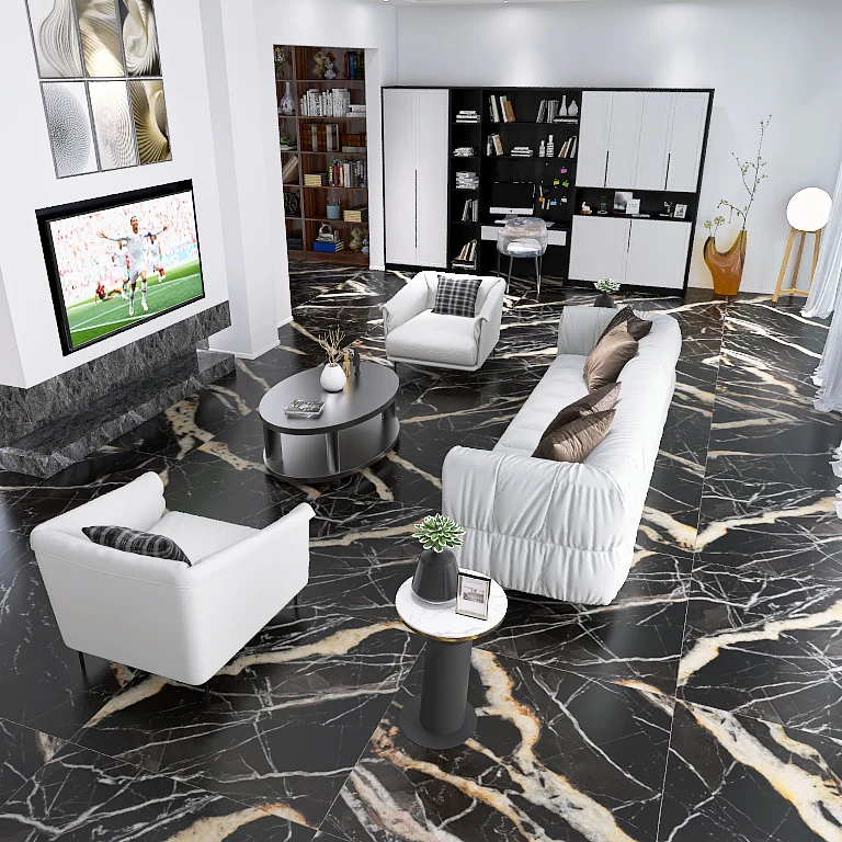 La Marmoteca Golden Carbon Soft - Gres Porcellanato Effetto Marmo Opaco 120x120