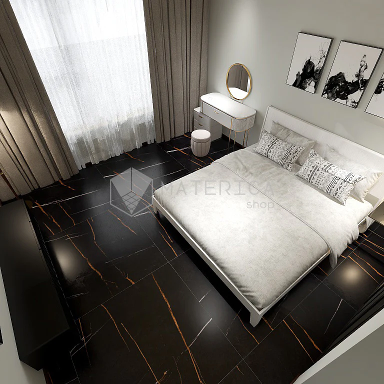 La Marmoteca Sahara Noir Soft - Gres Porcellanato Effetto Marmo Opaco 120x120