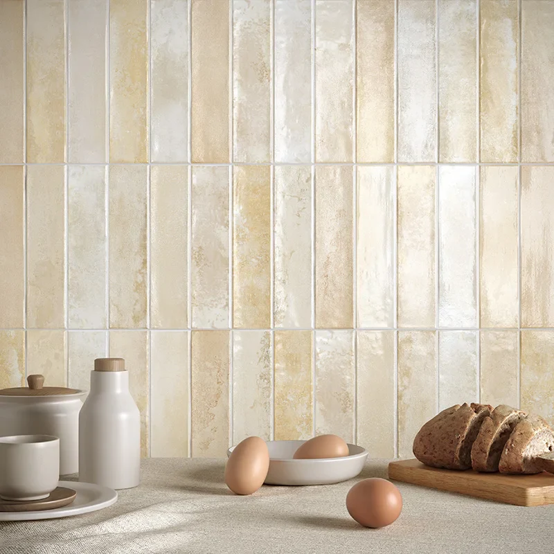 Lime Brick Sand - Rivestimento Effetto Mattoncino Lucido 25x75