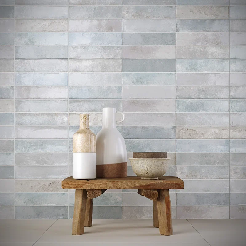 Lime Brick Sky - Rivestimento Effetto Mattoncino Lucido 25x75