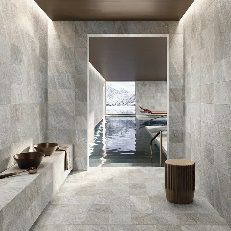 Limes Quartz White R11 - Gres effetto pietra per esterni Antiscivolo 22x45