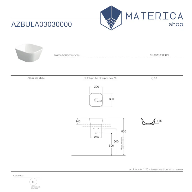Linea - Lavabo da appoggio dal design nordico 30x30 cm - Image 2