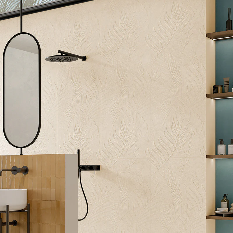 Lutezia Senna Beige - Gres Decorato Floreale a Rilievo 60x120 Rettificato