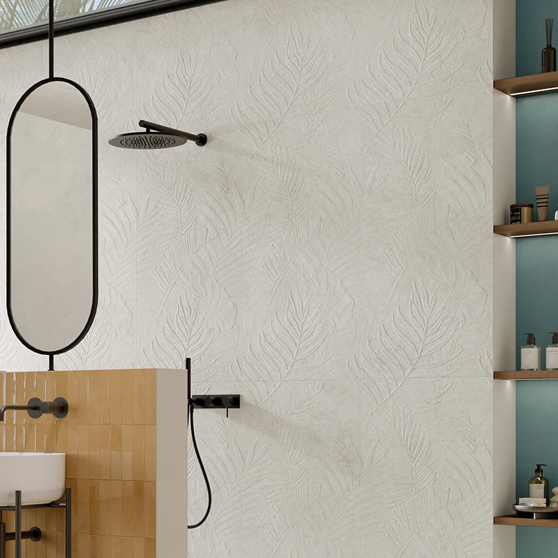 Lutezia Senna Grey - Gres Decorato Floreale a Rilievo 60x120 Rettificato