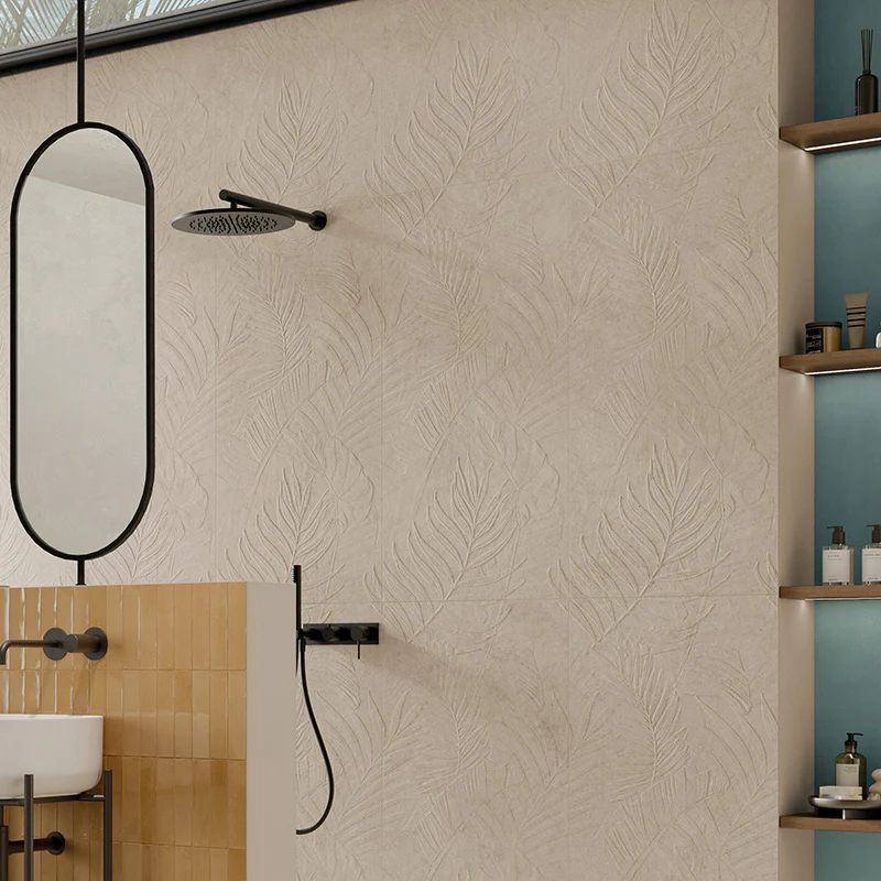 Lutezia Senna Taupe - Gres Decorato Floreale a Rilievo 60x120 Rettificato