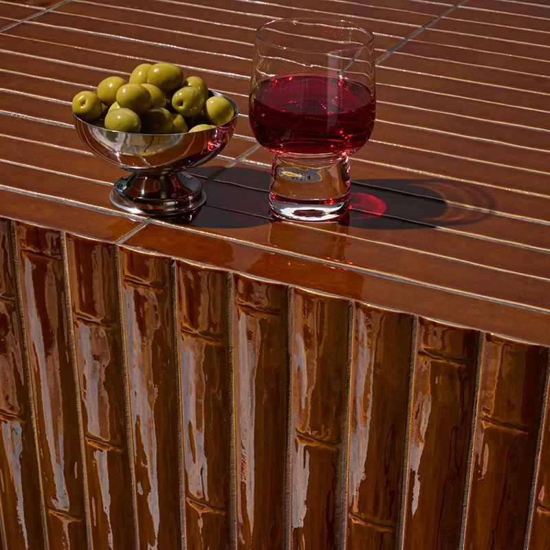Milano70 Bamboo Cognac - Rivestimento Effetto Mattoncino Lucido 4x31 - Image 4