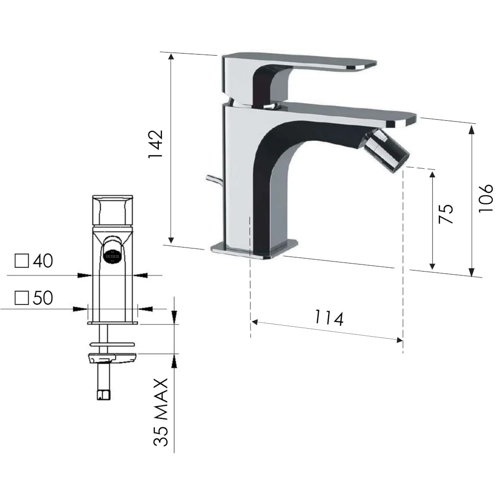 Minerva - Miscelatore per bidet con scarico - Image 2