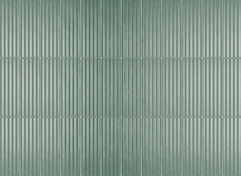 Mini Green Stripes Glossy - Gres Effetto Mattoncino Rigato Lucido 5x15 - Image 2