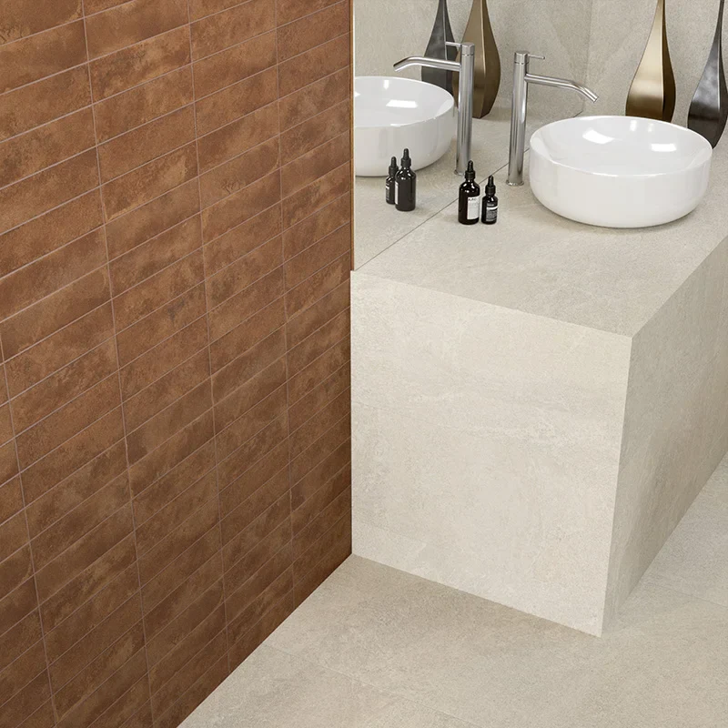 Miniature Fuoco Corten Bruciato - Gres Effetto Mattoncino Ossidato 6x24 - Image 5