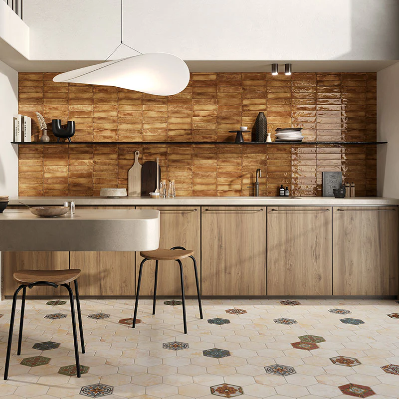 Mojave Ocra - Gres Effetto Mattoncino Lucido 6x25