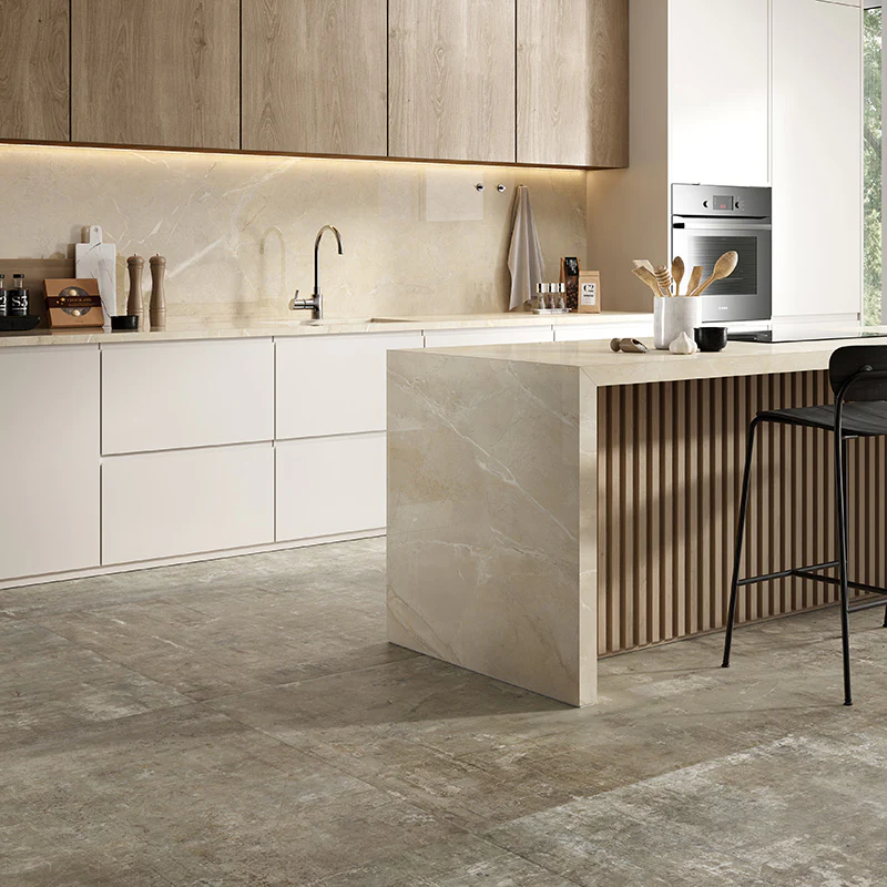 Murales Beige - Gres Effetto Cemento Graffiato Opaco 120x120 Rettificato