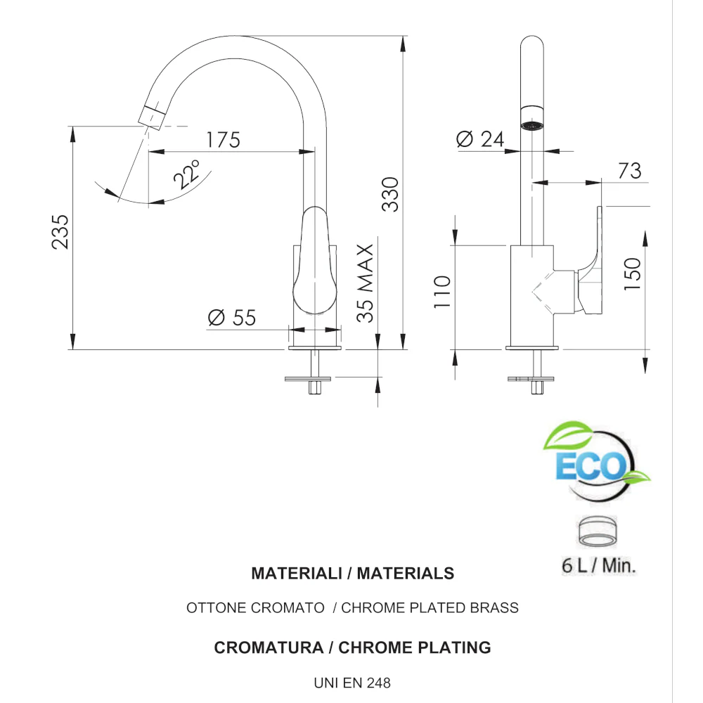 Omega Green - Miscelatore per lavello a risparmio idrico ed energetico - Image 4
