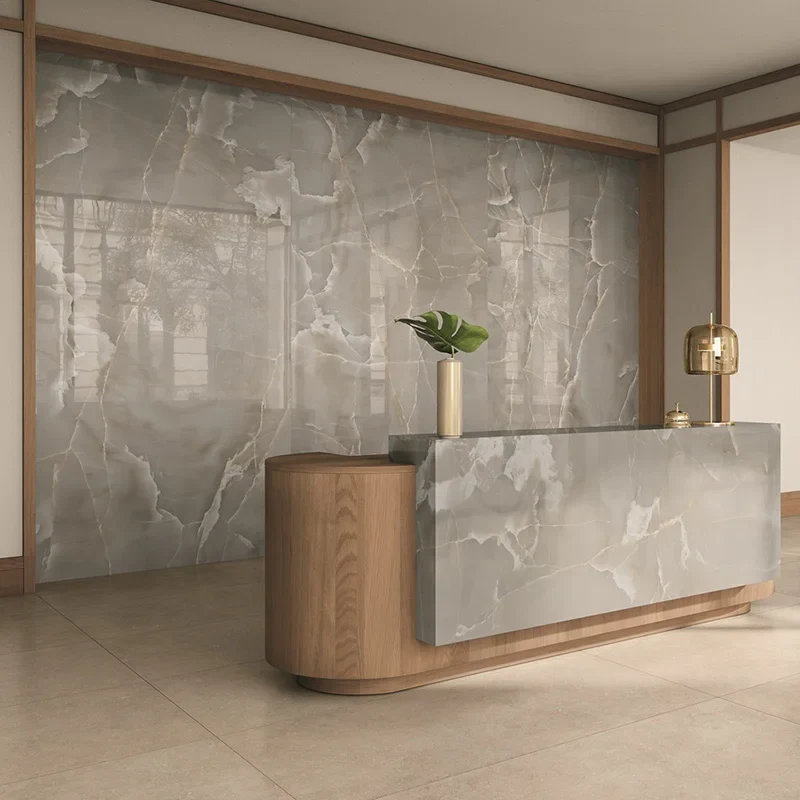 Onici Grigio Lux - Gres Effetto Onice Lucido 90x180 Rettificato