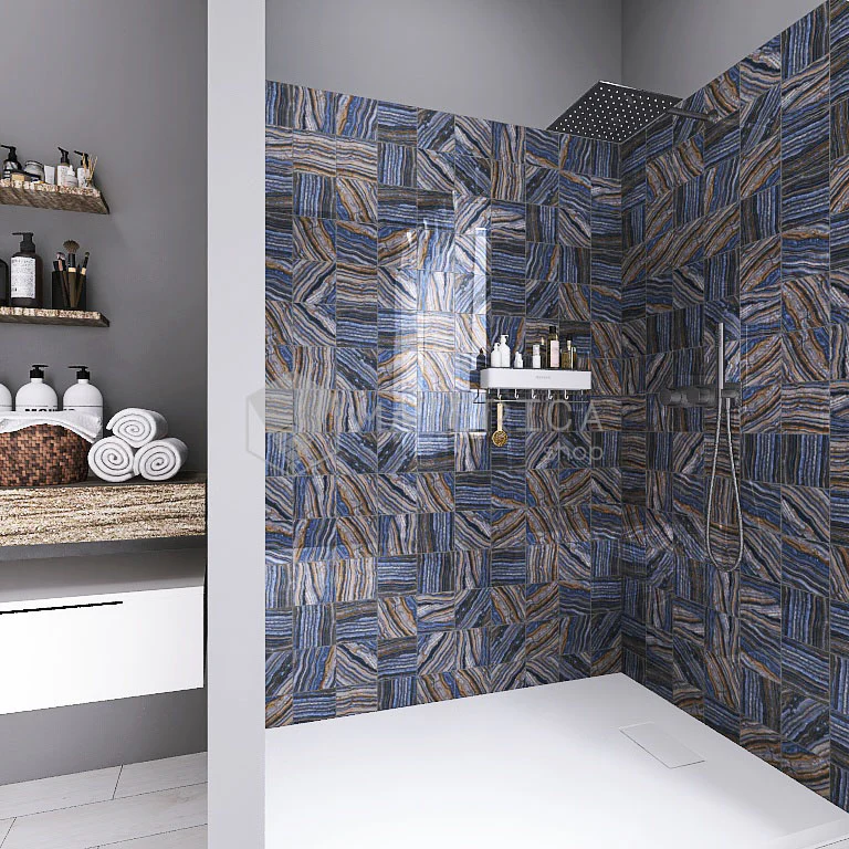 Onyx Blue - Gres Porcellanato Effetto Onice Lucido 15x15