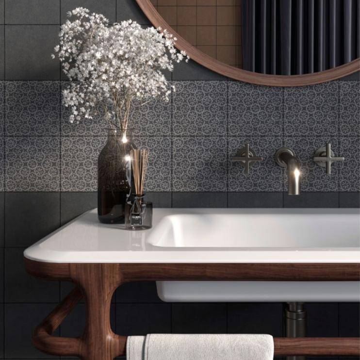 Origini Carbon Maua 15x15 - Gres Decorato In Stile Etnico