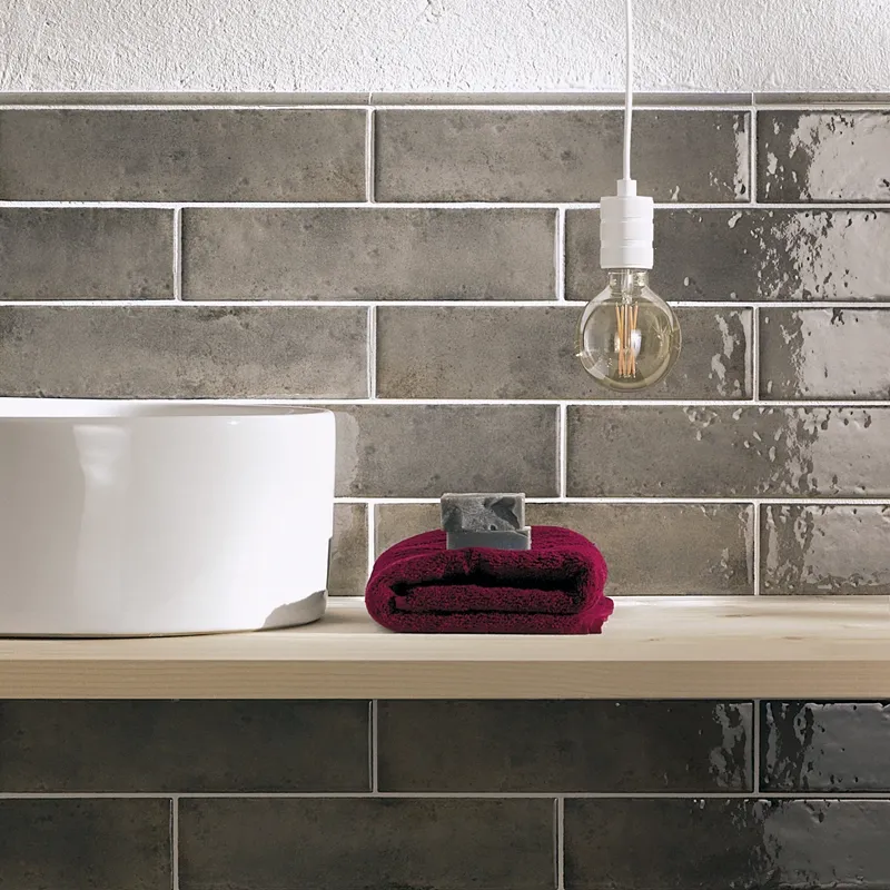 Oxida Brick Grey -  Rivestimento In Gres Porcellanato Lucido Effetto Mattoncino 7,5x30