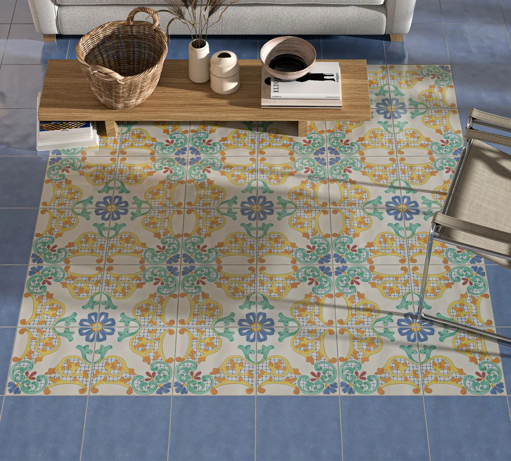 Palinuro Decoro Camerota - Gres Porcellanato Effetto Maiolica Decorato 34x34 Lucido