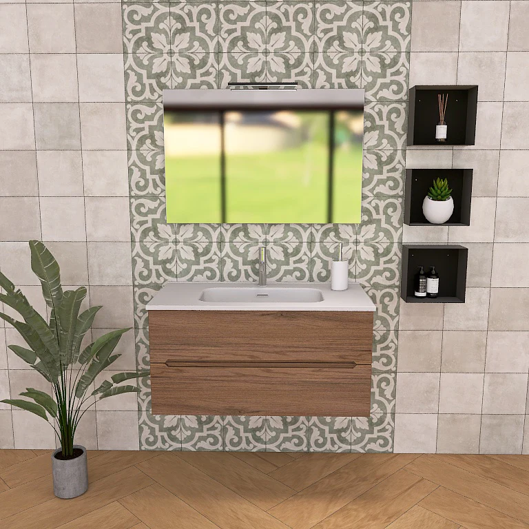 Pandora 02 - Mobile da Bagno Sospeso con lavabo in ceramica