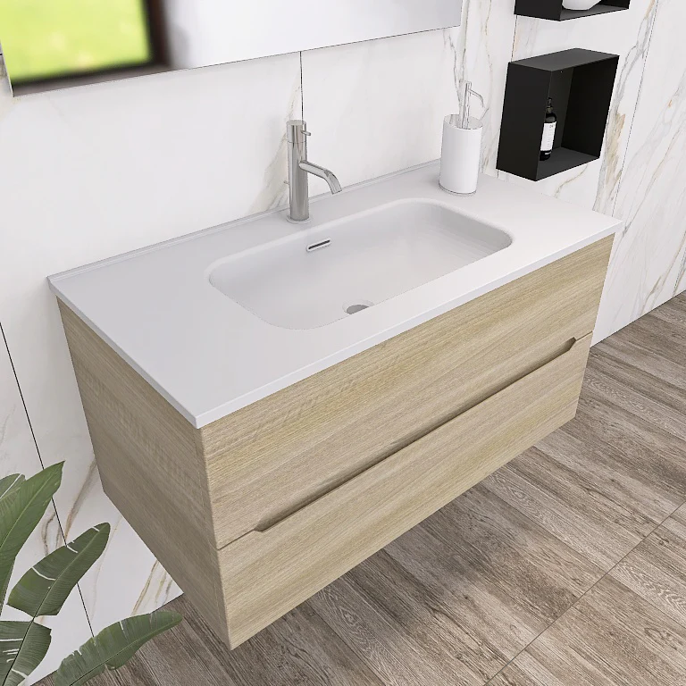 Pandora 02 - Mobile da Bagno Sospeso con lavabo in ceramica - Image 2