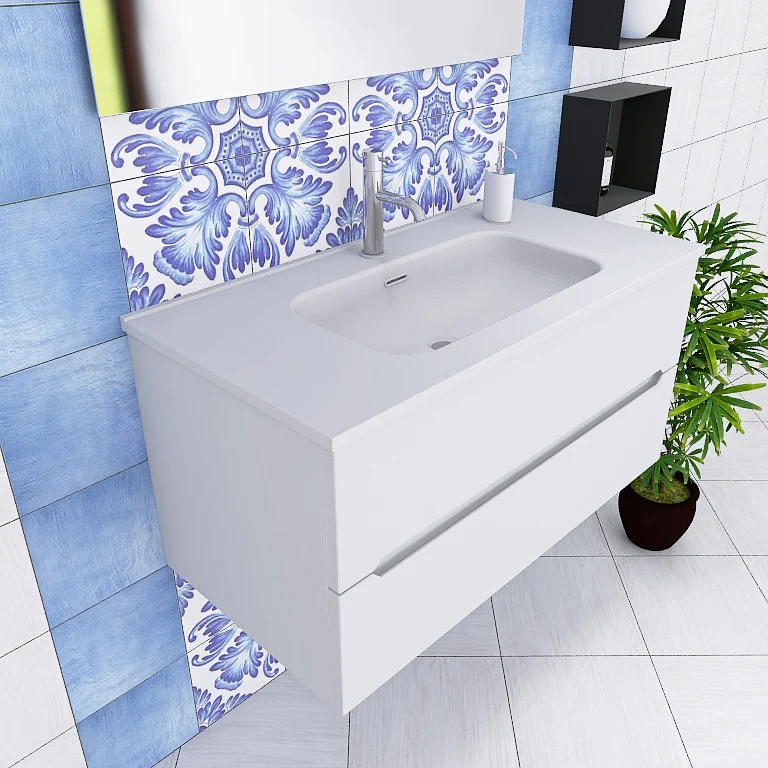 Pandora 02 - Mobile da Bagno Sospeso con lavabo in ceramica - Image 3