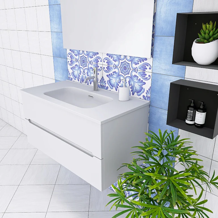 Pandora 02 - Mobile da Bagno Sospeso con lavabo in ceramica - Image 5