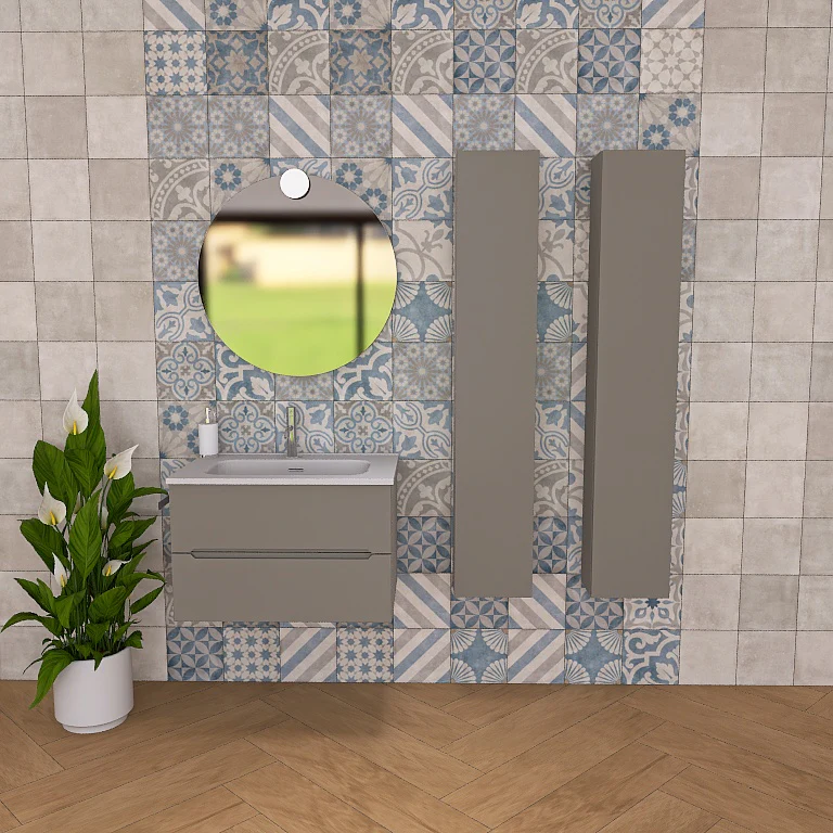 Pandora 03 - Mobile da Bagno Sospeso completo di colonne
