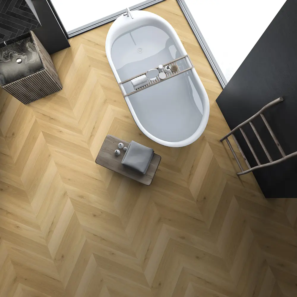 CoverUpp SPC Spina Ungherese Miele - pavimento effetto legno a incastro