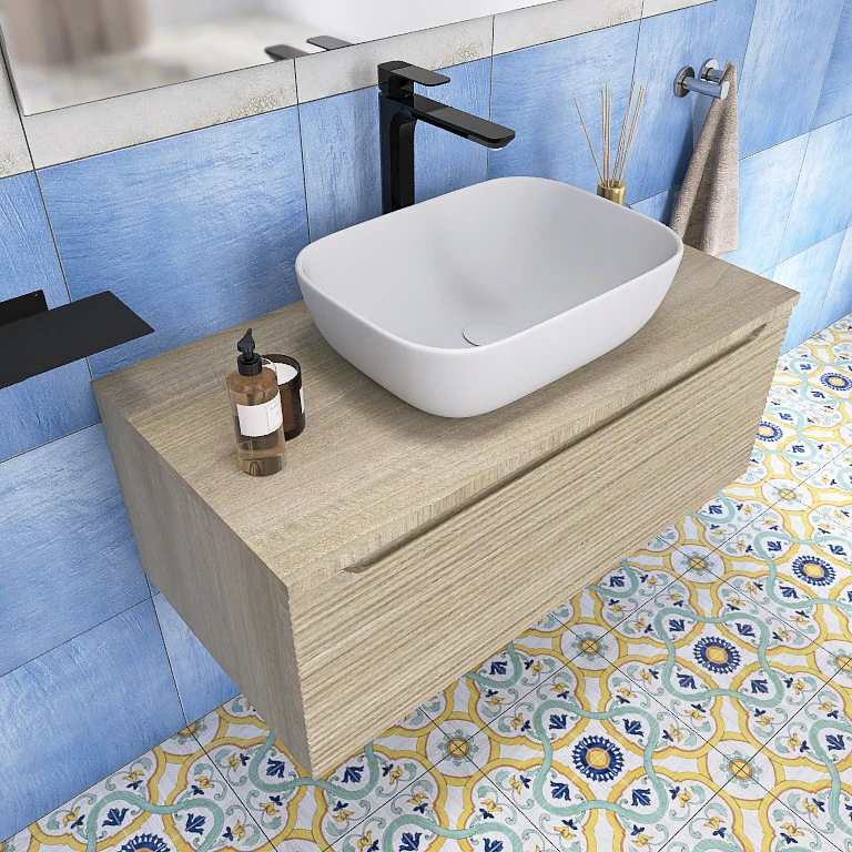 Penelope 03 - Mobile da Bagno Sospeso con top in tinta e lavabo in appoggio - Image 11