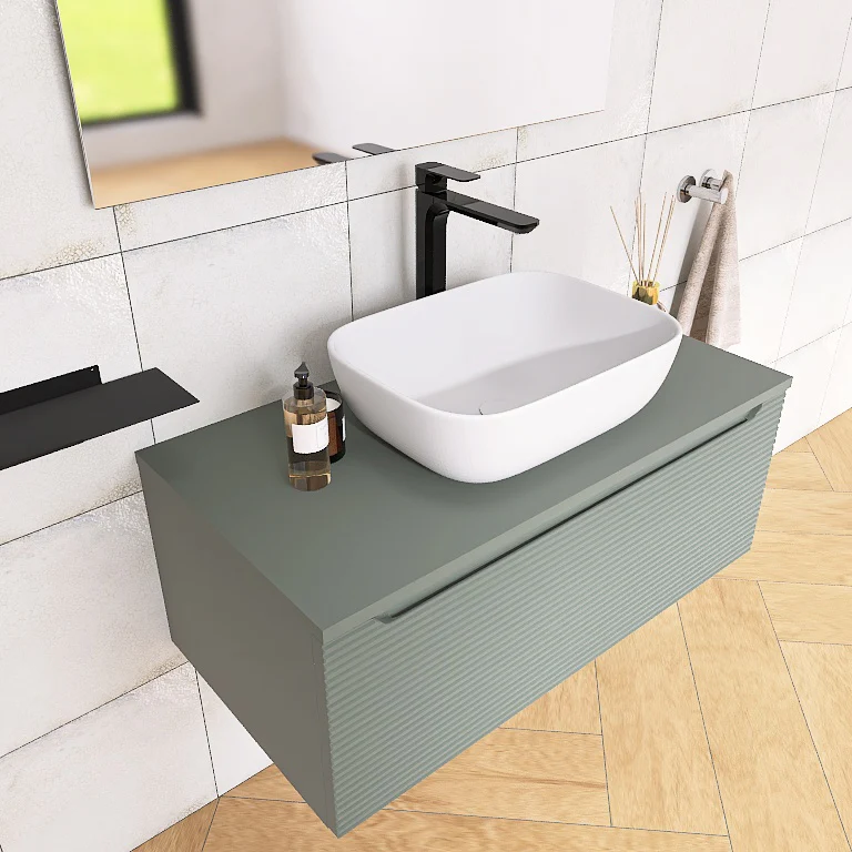 Penelope 03 - Mobile da Bagno Sospeso con top in tinta e lavabo in appoggio - Image 14