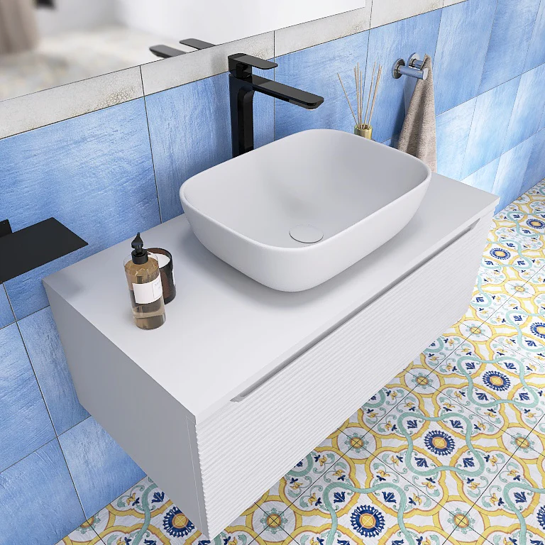 Penelope 03 - Mobile da Bagno Sospeso con top in tinta e lavabo in appoggio - Image 5