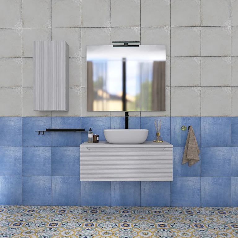 Penelope 03 - Mobile da Bagno Sospeso con top in tinta e lavabo in appoggio - Image 6