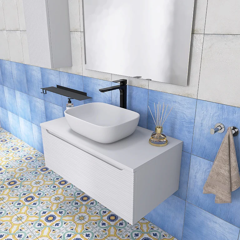 Penelope 03 - Mobile da Bagno Sospeso con top in tinta e lavabo in appoggio - Image 7