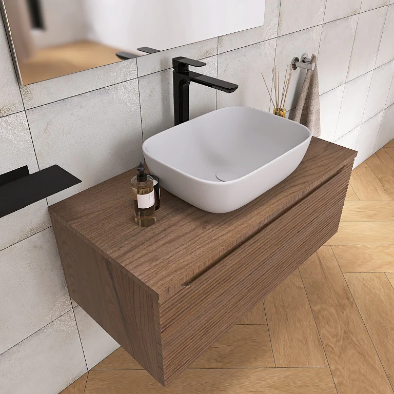 Penelope 03 - Mobile da Bagno Sospeso con top in tinta e lavabo in appoggio - Image 8