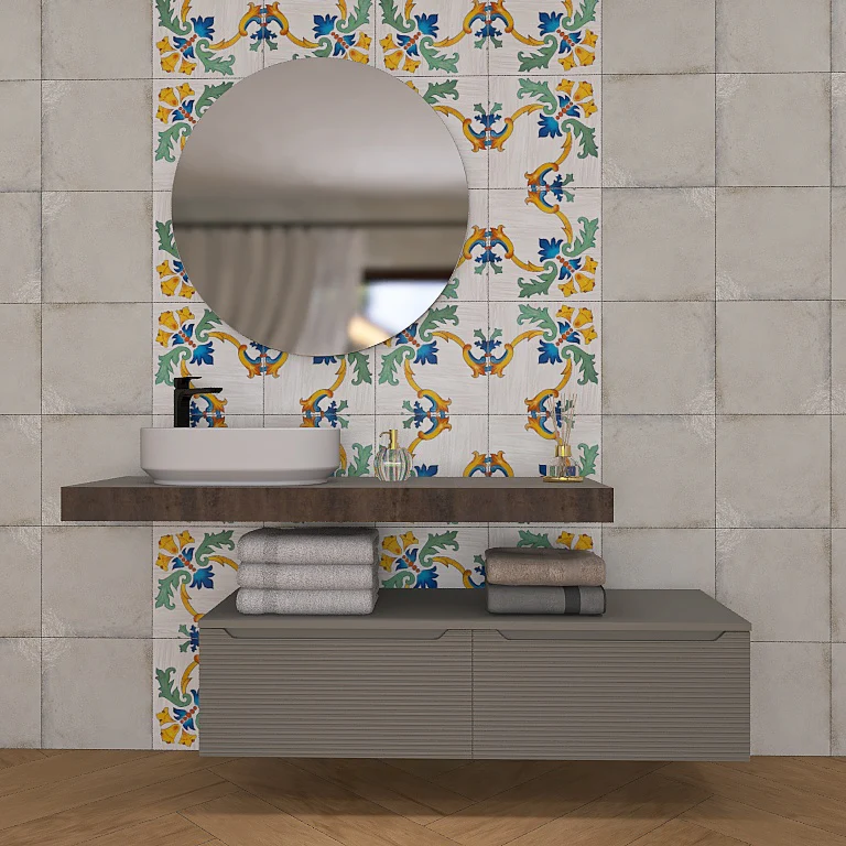Penelope 04 - Mobile da Bagno Sospeso con mensolone ossidato - Image 12