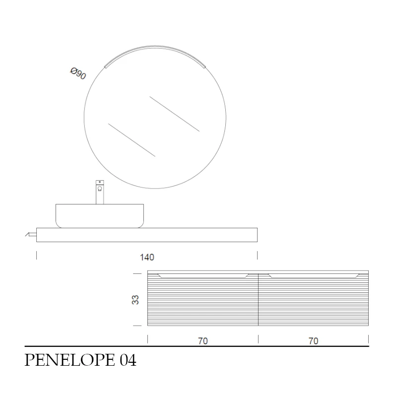 Penelope 04 - Mobile da Bagno Sospeso con mensolone ossidato - Image 16