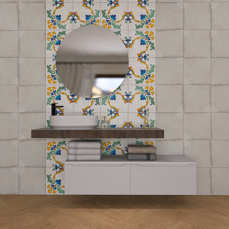 Penelope 04 - Mobile da Bagno Sospeso con mensolone ossidato - Image 3
