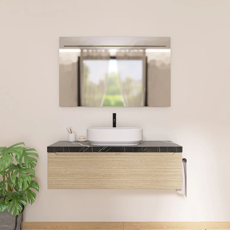 Penelope 08 - Mobile da Bagno Sospeso con Top in Finitura Nero Marquinia - Image 10